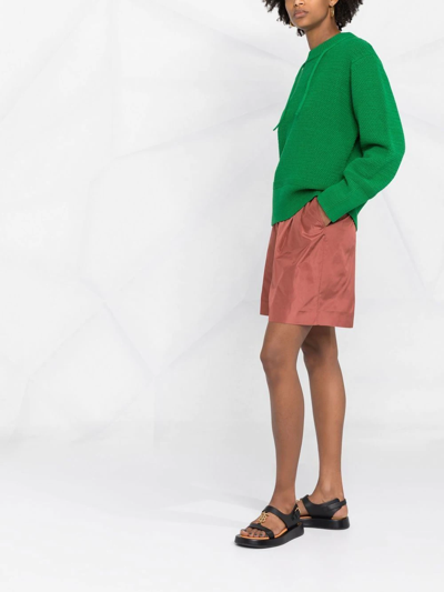 Valentino High-waisted Silk Shorts In Rot