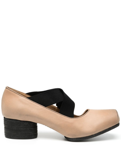 Shop Uma Wang Ballerina Square Toe Elasticated Pumps In Braun