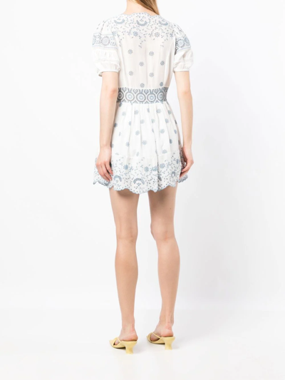 Shop Loveshackfancy Valente Broderie-anglaise Mini Dress In Weiss