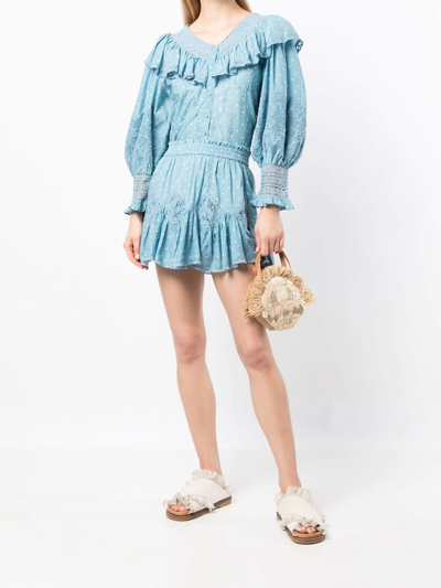 Shop Loveshackfancy Bunnie Broderie-anglaise Blouse In Blau