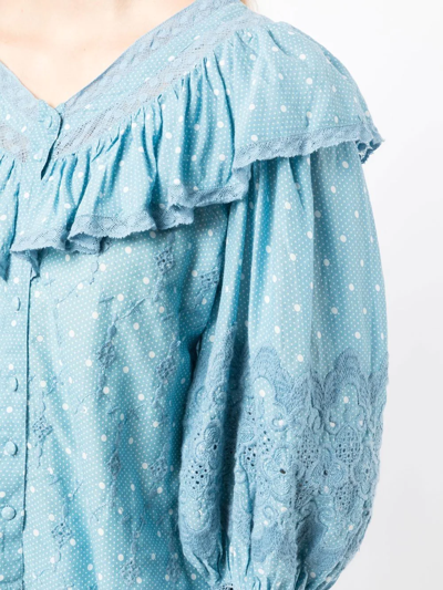 Loveshackfancy Bunnie Blouse - Blue Bonnet - Atterley In Blau