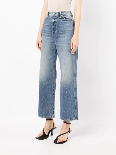 Shop Khaite Paint-splatter Wide-leg Jeans In Blau