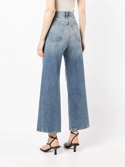 Shop Khaite Paint-splatter Wide-leg Jeans In Blau