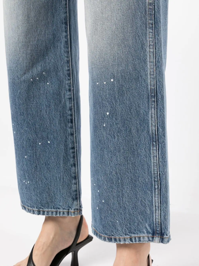 Shop Khaite Paint-splatter Wide-leg Jeans In Blau