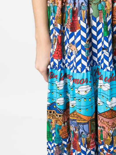 Shop Alessandro Enriquez Graphic-print Maxi Dress In Blau