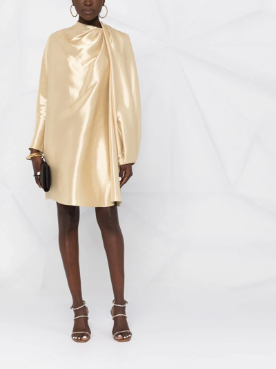 Fendi Metallic-effect Draped Dress In Schwarz
