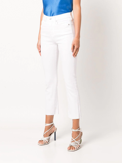 Shop Veronica Beard Carly Kick-flare Raw Hem Jeans In Weiss