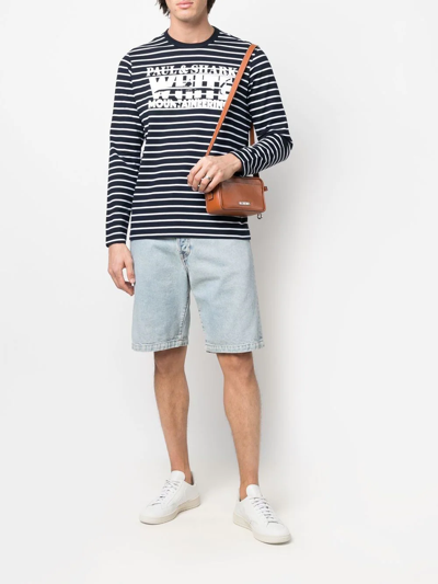 Shop Paul & Shark Logo-print Striped T-shirt In Blau