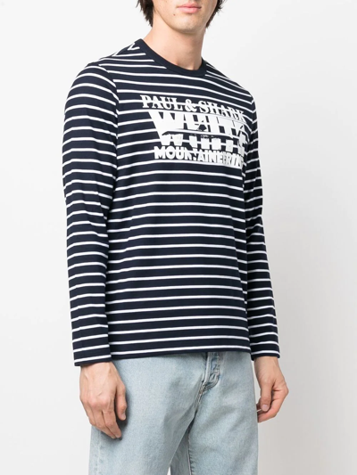 Shop Paul & Shark Logo-print Striped T-shirt In Blau