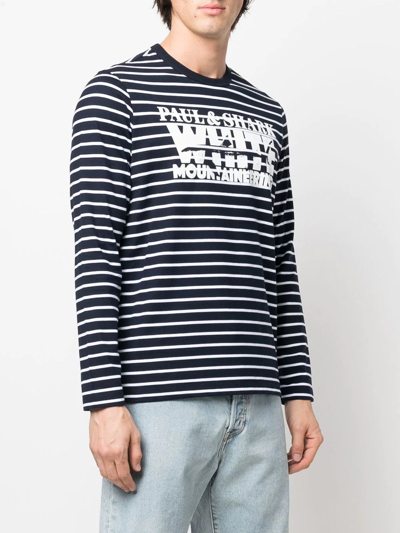 Paul & Shark Logo-print Striped T-shirt In Blau
