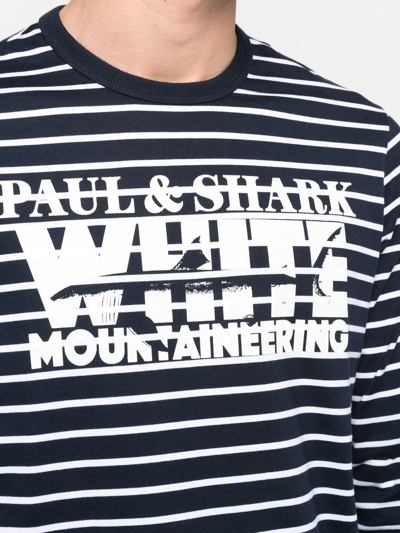 Shop Paul & Shark Logo-print Striped T-shirt In Blau