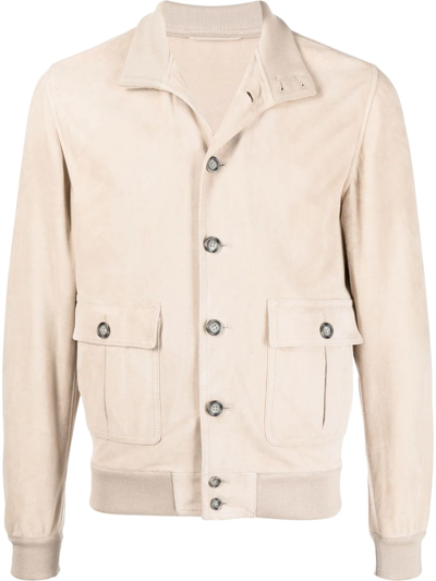 Shop Valstar Button-down Bomber Jacket In Nude