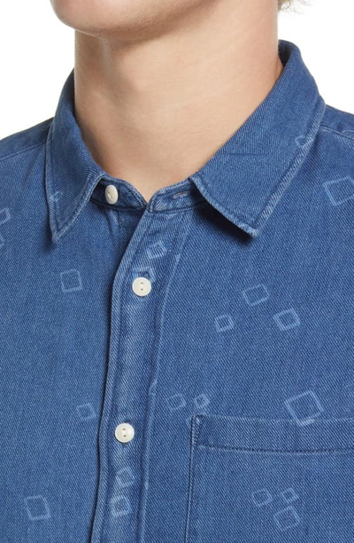 Shop Madewell Perfect Slim Fit Mini Square Short Sleeve Button-up Shirt In Indigo