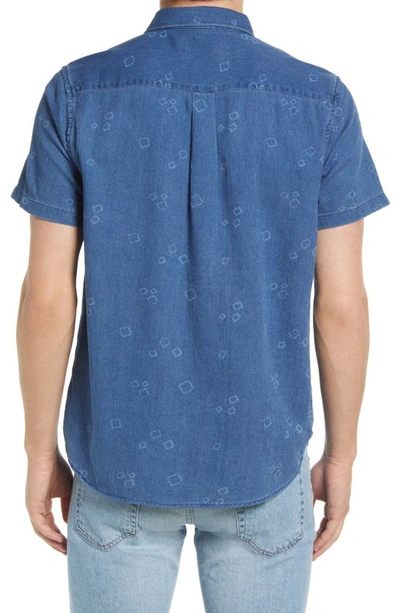 Shop Madewell Perfect Slim Fit Mini Square Short Sleeve Button-up Shirt In Indigo