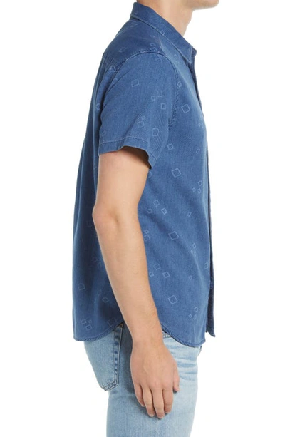 Shop Madewell Perfect Slim Fit Mini Square Short Sleeve Button-up Shirt In Indigo