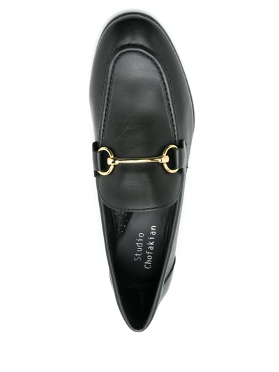Studio Chofakian Siena Leather Mocassins In Black