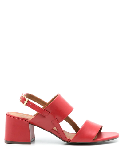 Shop Sarah Chofakian Laura 65mm Leather Sandals In Red