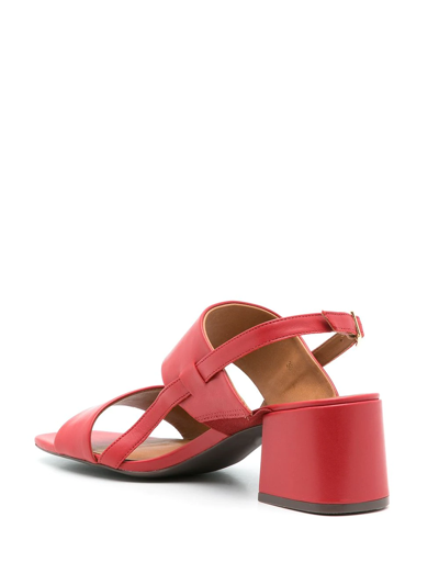 Shop Sarah Chofakian Laura 65mm Leather Sandals In Red