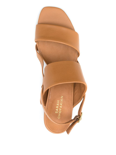 Shop Sarah Chofakian Laura 65mm Leather Sandals In Brown