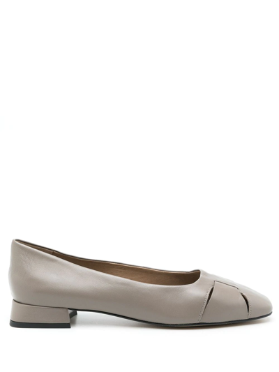 Shop Studio Chofakian Block Heel Ballerina Shoes In Grey