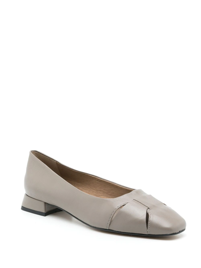 Shop Studio Chofakian Block Heel Ballerina Shoes In Grey