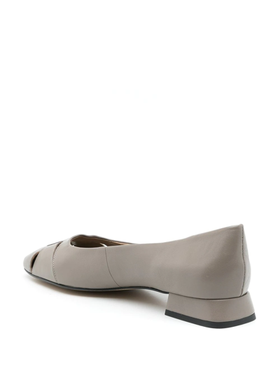 Shop Studio Chofakian Block Heel Ballerina Shoes In Grey