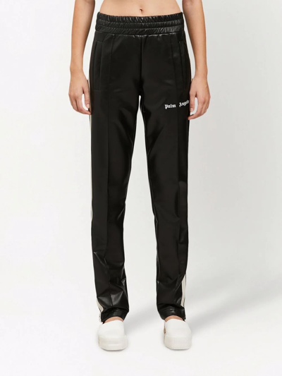 Shop Palm Angels Leather Track Pants In Black