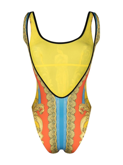 Shop Versace Graphic-print Swim Suit In Yellow