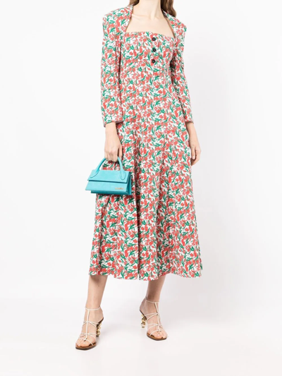 Philosophy Di Lorenzo Serafini Long Floral Cotton Dress In Red