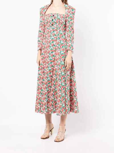 Philosophy Di Lorenzo Serafini Long Floral Cotton Dress In Red