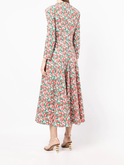Philosophy Di Lorenzo Serafini Long Floral Cotton Dress In Red