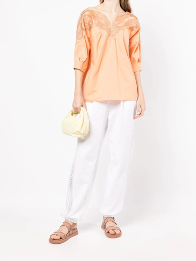 Alberta Ferretti Cut-out Detail Track Pants In White