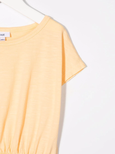 Knot Striped Belted T-shirt Dress In Yellow