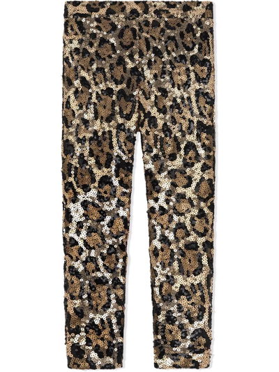 Shop Dolce & Gabbana Sequinned Leopard-print Leggings In Brown