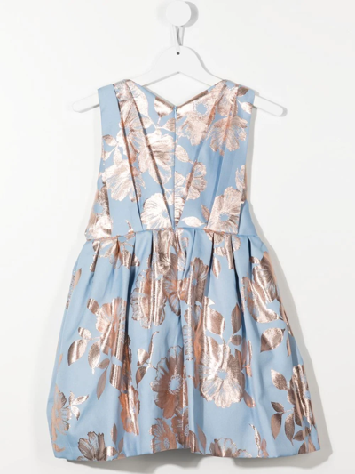 Shop Hucklebones London Sleeveless Floral-jacquard Dress In Blue
