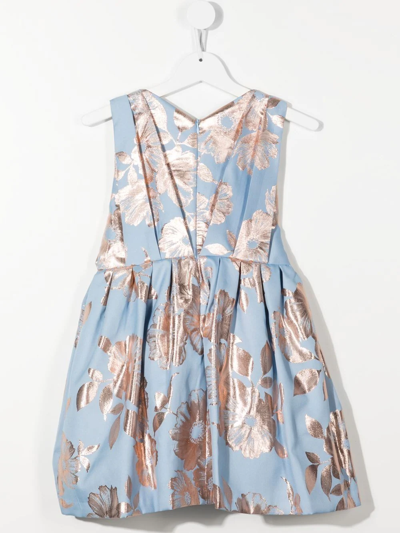 Hucklebones London Sleeveless Floral-jacquard Dress In Blue