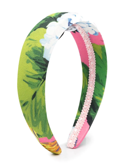 Shop Dolce & Gabbana Floral-print Head Band In Green