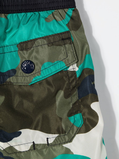Shop Moncler Camouflage-print Track Shorts In Blue