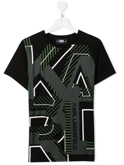 Shop Karl Lagerfeld Teen Logo-print T-shirt In Black