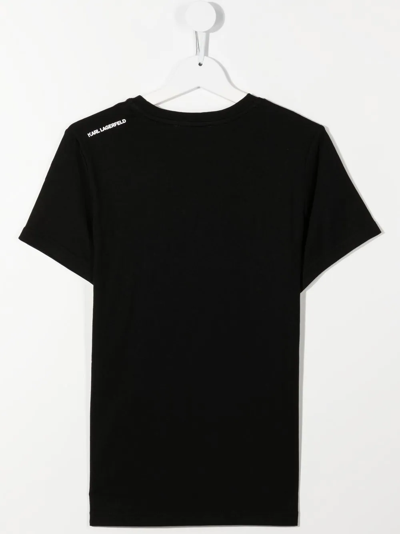 Shop Karl Lagerfeld Teen Logo-print T-shirt In Black