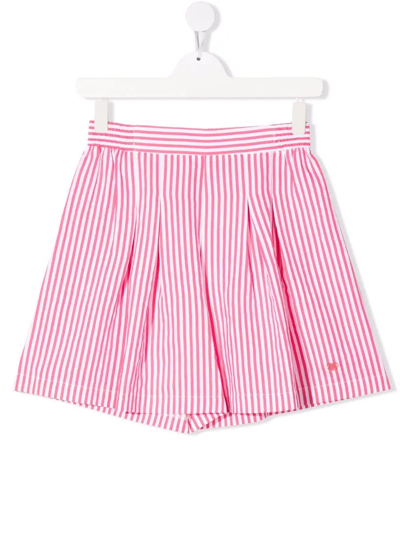 Shop Monnalisa Teen High-waist Striped Shorts In Pink