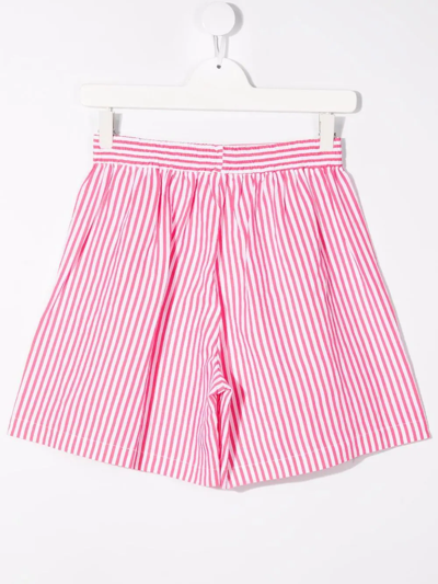 Shop Monnalisa Teen High-waist Striped Shorts In Pink