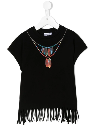 Shop Marcelo Burlon County Of Milan Necklace-print Fringed Top In Black