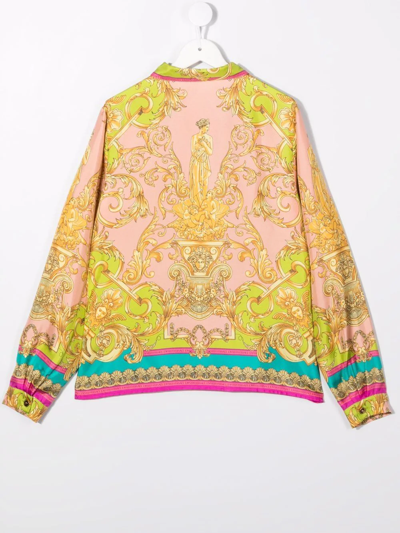 Shop Versace Baroque-print Silk Shirt In Yellow