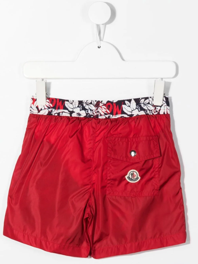 Shop Moncler Floral-print Swim Shorts In Blue