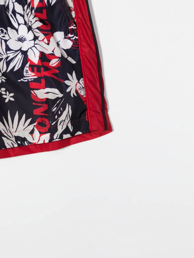 Shop Moncler Floral-print Swim Shorts In Blue