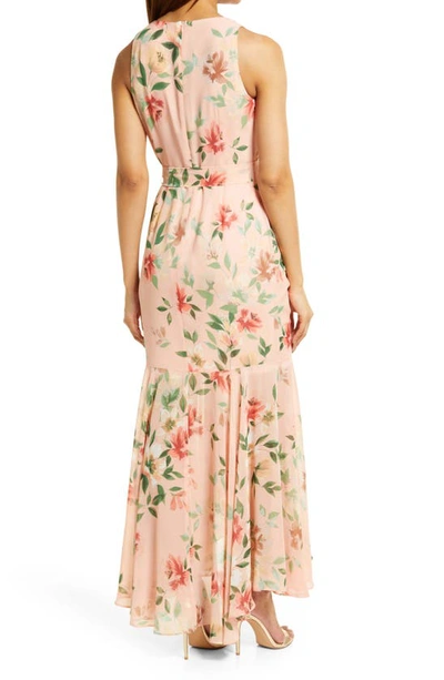 Shop Eliza J Floral Gathered Dress In Blush