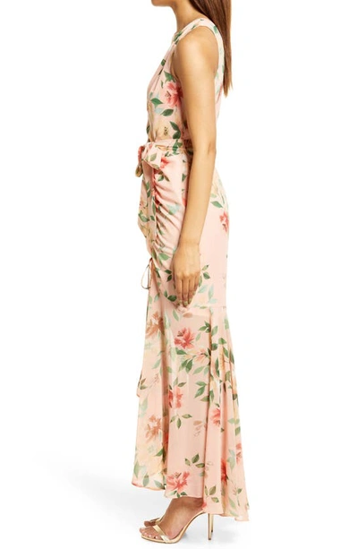 Shop Eliza J Floral Gathered Dress In Blush
