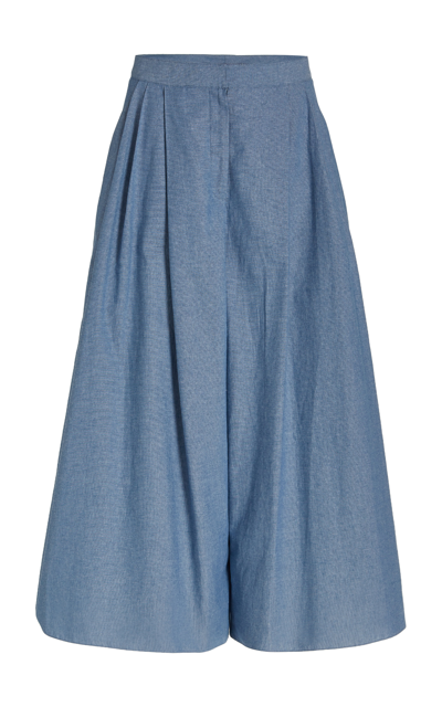 Shop Carolina Herrera Women's Cropped Cotton Pants In Blue