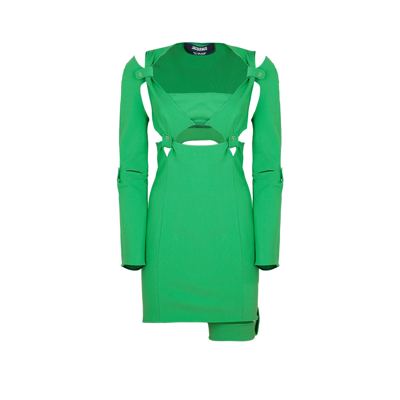Shop Jacquemus La Robe Mari Mini Dress In Green